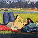 Reading in the park. Un proyecto de Pintura acrílica, Bellas Artes y Pintura de Cibele Ferraz - 03.07.2025