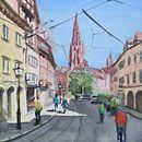 Cityscape in Freiburg. Un projet de Aquarelle, Beaux Arts et Illustration architecturale de jutta_loeffler - 09.07.2025