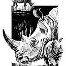 Draw wildlife with pen and ink: Rhinos. Desenho, Ilustração com tinta, Ilustração naturalista, e Esboçado projeto de elliot_13 - 13.07.2025