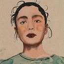 Green Haired Stare. Traditional illustration, Vector Illustration, Portrait Drawing, and Digital Illustration project by Sinead Poznanski - 07.15.2025