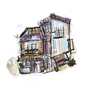 Architecture in procreate. Un projet de Illustration architecturale, Dessin, Illustration à l'encre, Carnet de croquis , et Esquisse  de Shruthi Rotti - 19.07.2025