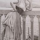 Desenho a Lápis de "A Espera" de Eugene von Blaas Ein Projekt aus dem Bereich Zeichnung, Traditionelle Illustration, Bildende Künste, Malerei, Kreativität, Modedesign, Weben, Kunstleitung, Bleistiftzeichnung, Architektur, Raumgestaltung und Porträtzeichnung von André Philippault - 19.07.2025
