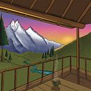 Morning Coffee Sunrise Vista. Een project van Digitale tekening, Digitale illustratie, Traditionele illustratie, Verhaallijn y Sketchbook van Chris Walsh - 21.07.2025