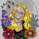 Portret na18 urodziny- projekt kursu portret z elementami botanicznymi. Un progetto di Disegno digitale, Illustrazione tradizionale, Illustrazione botanica e Illustrazione digitale di Iwona - 21.07.2025
