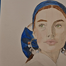 “Mirada Serena”. Desenho de retrato, Ilustração tradicional, e Pintura em aquarela projeto de Cesar Hernández Moreno - 27.07.2025