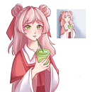 Pink girl drinking Matcha Ein Projekt aus dem Bereich Design von Figuren, Comic, Digitale Illustration, Traditionelle Illustration und Manga von Astrella Aurel - 24.08.2025