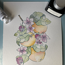Ilustracion acuarela tinta y crayon . Un progetto di Pittura acrilica, Illustrazione tradizionale, Pittura ad acquerello, Illustrazione botanica, Disegno con matite colorate e Illustrazione con inchiostro di Mel E. - 24.08.2025