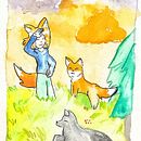 Mis amigos los zorros. Un proyecto de Pintura a la acuarela e Ilustración con tinta de gabriela figueroa - 26.08.2025