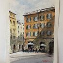 Piazza in Rome. Un progetto di Pittura ad acquerello di Sabrina Teplin - 01.09.2025