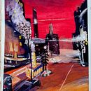 Paysage nocture avec palette rouge . Ilustrație arhitecturală, Pictură cu guașă și Caiet de schițe de Johanne Kirouac - 09.09.2025