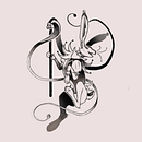 Jester bunny blackwork design. Un progetto di Disegno digitale, Illustrazione digitale, Disegno e Design di tatuaggi di Anaé Monique McFarland - 15.09.2025