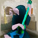 The old guitarist plays in Milan . Gambar Digital proyek oleh Jose Cubides - 09.20.2025