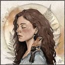 Girl with Jay. Een project van Traditionele illustratie,  Portrettekening, Digitale illustratie,  Tekening,  Schetsen y Realistische tekening van Katarzyna Jaskólska - 25.09.2025