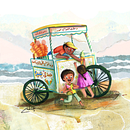 Carro de sorvete. Ilustração tradicional, Ilustração digital, Desenho, Artesanato, Artes plásticas, Pintura, Pintura em aquarela, Stor, telling, Desenho digital, Esboçado, Design digital, Colagem, Álbum ilustrado, Concept Art, e Terapia de Arte projeto de israashalabyart10 - 29.09.2025