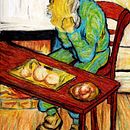 Velho cortando cebola. Pintura a óleo projeto de Panda Xiao - 30.09.2025