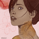 Modelo al atardecer . Un projet de Illustration traditionnelle, Illustration vectorielle, Dessin de portrait et Illustration numérique de Laura CL - 06.10.2025