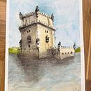Lisboa - Belém. Esboçado, Desenho, Pintura em aquarela, Ilustração arquitetônica, Sketchbook e Ilustração com tinta projeto de mszulcpl - 07.10.2025