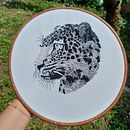 Jaguar bordado con hilo negro . Desen, Broderie, Desen realist și Design textil de Jacqueline Vindas-Torres - 10.08.2025