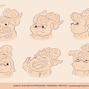 Expression sheet for my new personal proyect  . % Paula Heras tarafından hazırlanan Karakter Tasarımı, Dijital İllüstras, Ve on projesi - 10.13.2025