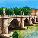 Ponte Sant' Angelo . Membuat sketsa, Menggambar, Ilustrasi tradisional, Ilustrasi Arsitektur, Dan Lukisan Cat Air proyek oleh Paweł Pożoga - 10.26.2025