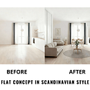Flat concept in scandinavian style. Design 3D e Motion com IA, Criação de Conteúdo com IA, Design de IA, ChatGPT, Design de interiores, e Workflow Automation projeto de Kristýna Hrášková - 29.10.2025