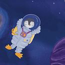 Sr Pinguin em sua viagem a Vênus. . Un proyecto de Ilustración infantil, Ilustración digital, Pintura digital y Álbum ilustrado						 de analuizapassos - 09.11.2025