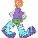 Space boy delivers newspapper . % Juliana Enes tarafından hazırlanan Karakter Tasarımı, Geleneksel illüstras, on, Dijital İllüstras, on, Çocuk İllüstras, onu, Ve Anlatı projesi - 11.21.2025