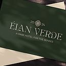 Élan Verde — Boutique Park Hotel Branding. Br, ing e Identidade, Direção de arte, e Design gráfico projeto de Svitlana Herasymenko - 30.11.2025