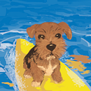 Disseny 2D i 3D - Il·lustració mascota fent surf Ein Projekt aus dem Bereich Digitale Illustration, Zeichnung und Design von maddocaddo - 03.12.2025