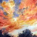 Cielo de atardecer. Een project van  Beeldende kunst, Schilderij, Sketchbook y Aquarelschilderen van María Castro - 08.12.2025