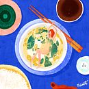 "Perut kenyang membuat hati bahagia" . Ilustrasi Digital, Mendongeng, Gambar Digital, Desain Editorial, Lukisan Digital, Dan Menggambar Artistik proyek oleh Melissa Montenegro - 01.29.2026