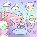 Kawaii Ice Fishing. Design de personagens e Ilustração digital projeto de Nicole Morgan - 03.02.2026