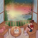 Summer breakfasts when the sun comes up. Un progetto di Disegno digitale, Illustrazione digitale, Illustrazione tradizionale, Narrativa e Sketchbook di ludovicaesse_1 - 03.02.2026