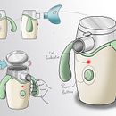 Portable nebulizer for children. Industrial Design, Product Design, and Digital Illustration project by solana_altube - 02.03.2026
