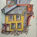 Firsthouse alone . Architectural Illustration, Drawing, Ink Illustration, Sketchbook, and Sketching project by Mara Lübke - 02.04.2026