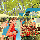 "love at the summer market" print. Un progetto di Illustrazione digitale, Disegno e Illustrazione tradizionale di Anna Franca Coviello - 23.02.2026