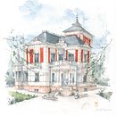 Villa liberty_ un ritratto ad acquerello su commissione. Een project van Traditionele illustratie, Aquarelschilderen, Interieurontwerp, Architectuur y  Artistieke tekening van Silvia Molinari - 23.02.2026