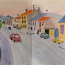 Ma rue à la gouache sur mon carnet de croquis. Un projet de Esquisse , Dessin, Illustration traditionnelle, Illustration architecturale, Carnet de croquis , et Peinture gouache de veronique_lauron - 25.03.2026