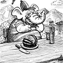 Elephant with Watermelon . % Alexander Geifman tarafından hazırlanan Çizim, Kalem Çizimi, Tasarım, Geleneksel illüstras, Ve on projesi - 05.06.2026