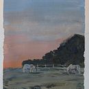 Sunset Horses. Fine Arts, Painting, Sketching, Architectural Illustration, Sketchbook, and Gouache Painting project by kaddldraws - 08.29.2026