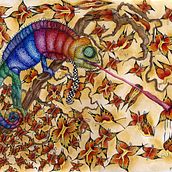 Trippy chameleon. Traditional illustration project by Penelope Moreno - 08.07.2011
