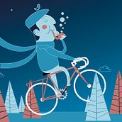 Neruda en bicicleta. Een project van Traditionele illustratie van Estefani Bravo Morales - 20.09.2012