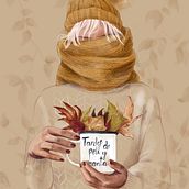 Otoño en una taza de café.. Un proyecto de Ilustración tradicional e Ilustración digital de Verónica Sánchez - 01.12.2019