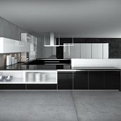 Cocina 3D negra. 3D, Interior Architecture, Interior Design, Furniture Design, and Making project by Elena Cobos - 01.29.2012