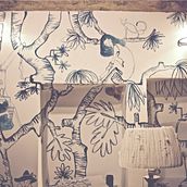 Mural en 'Fashion.cat' Store. Interior Design, and Traditional illustration project by lara costafreda - 02.17.2014