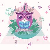 Búho Hippie. Character Design, Graphic Design, Painting, Animation, and Traditional illustration project by Trixie V - 05.05.2014
