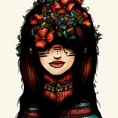 The girl who was thinking about geometry & red flowers Ein Projekt aus dem Bereich Design von Figuren und Traditionelle Illustration von Luis Pinto - 27.02.2013