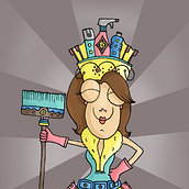 Reina de la limpieza / Queen of cleaning . Character Design, and Traditional illustration project by Oriana Chalbaud - 01.29.2014