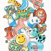 Globos de animales · acuarela. Un progetto di Belle arti, Illustrazione tradizionale e Pittura di Natalia Vallès López - 30.07.2014