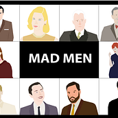 Mad Men graphics. Graphic Design, and Traditional illustration project by Ines Romaz - 08.27.2014